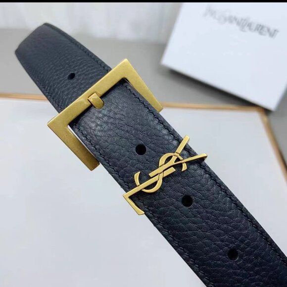 ‌YSL Classic Slim Black Belt with Gold Buckle (Women's) - Picture 6 of 6